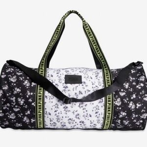 Victoria's Secret Black and White Floral Duffel Bag